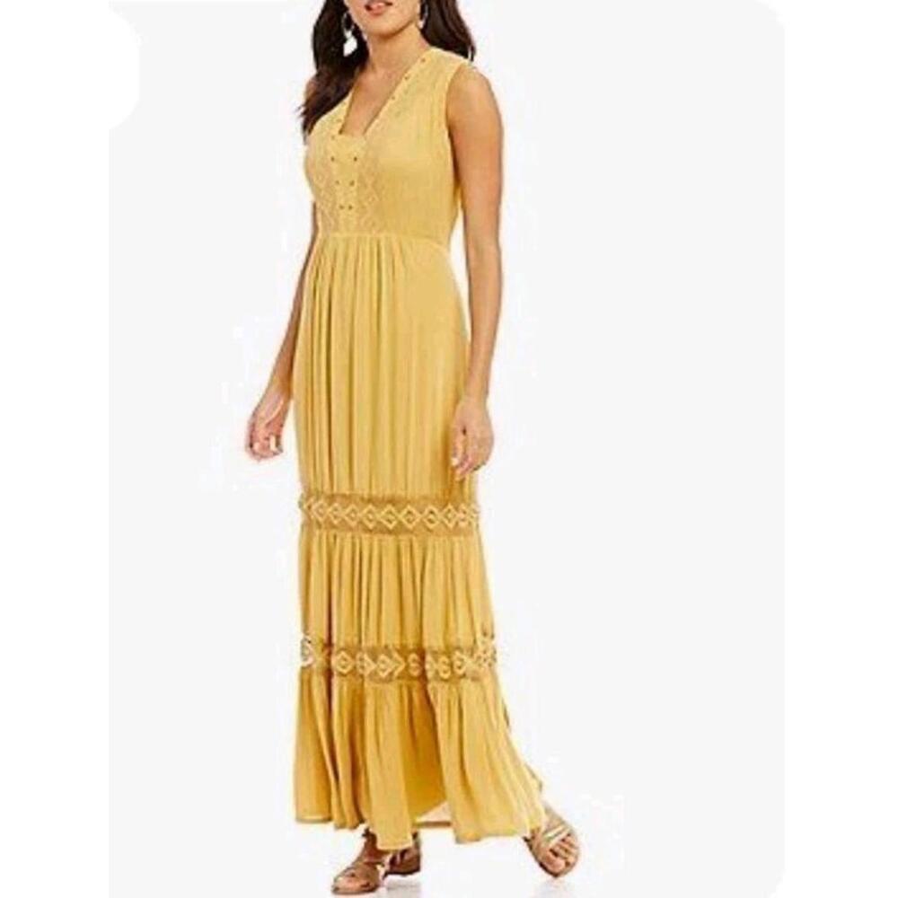Reba Dress 2X Cotton Medal Stretch knit Pullover long Maxi Tie Dye Macrame